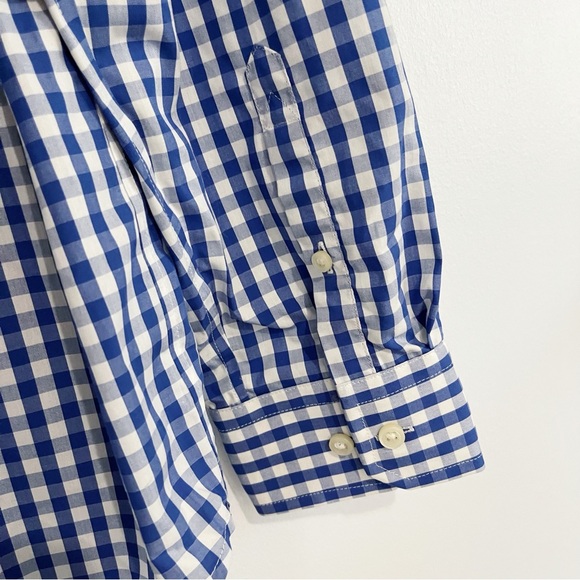 NWT GAP Men’s Wrinkle-Resistant Blue White Gingham Button-Down Shirt Size L - Picture 6 of 9